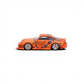 Lot57Supplies Diecast Shop 1:64 scale modified Porsche 993 in Jager Heat Orange livery with black racing stripes and white wheels.