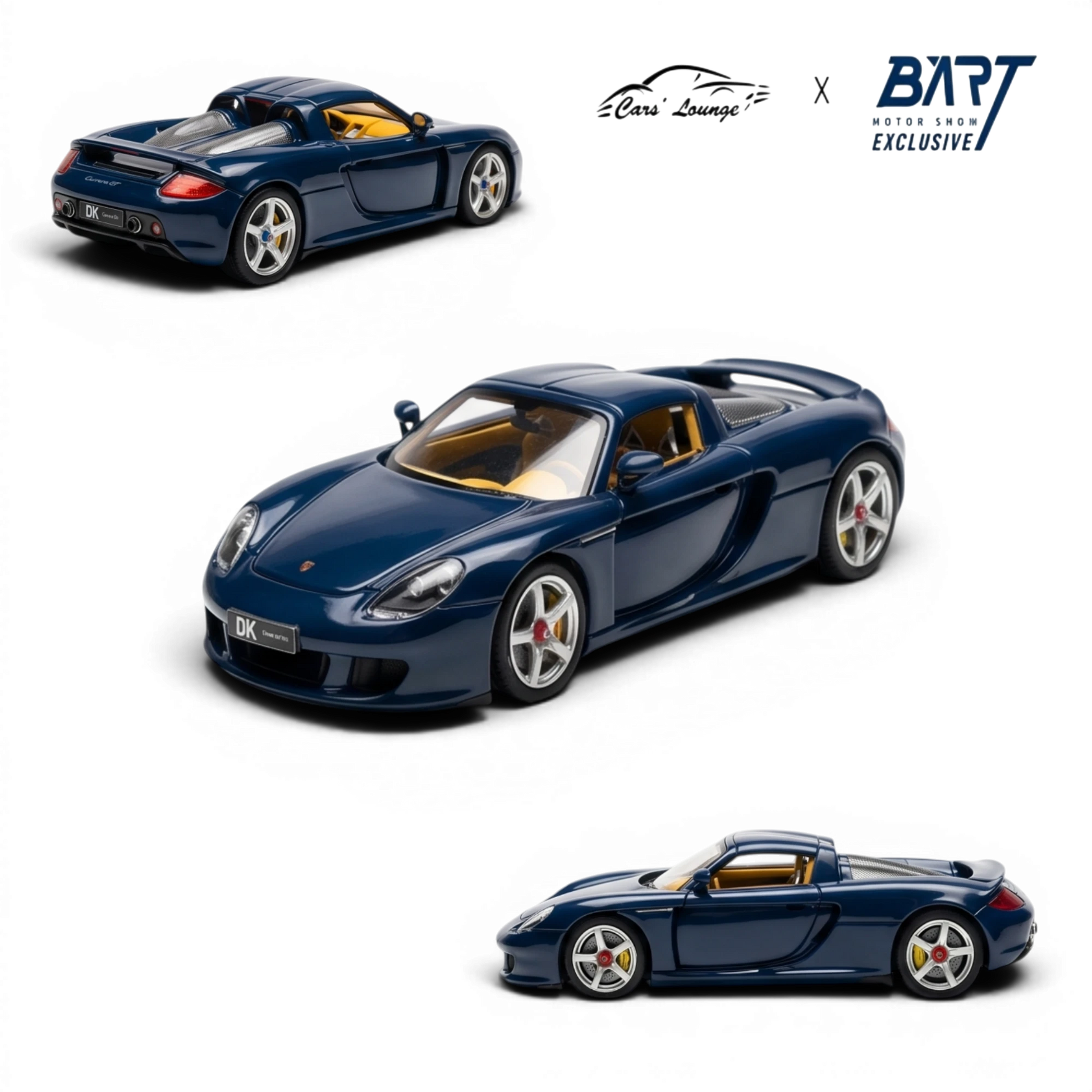 Lot57Supplies Diecast Shop Porsche Carrera GT 1:64 scale model in Manaus Blue with yellow interior.