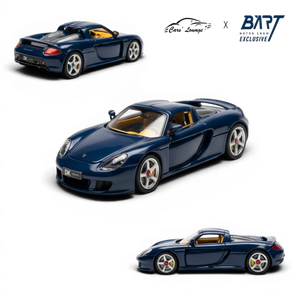 Lot57Supplies Diecast Shop Porsche Carrera GT 1:64 scale model in Manaus Blue with yellow interior.