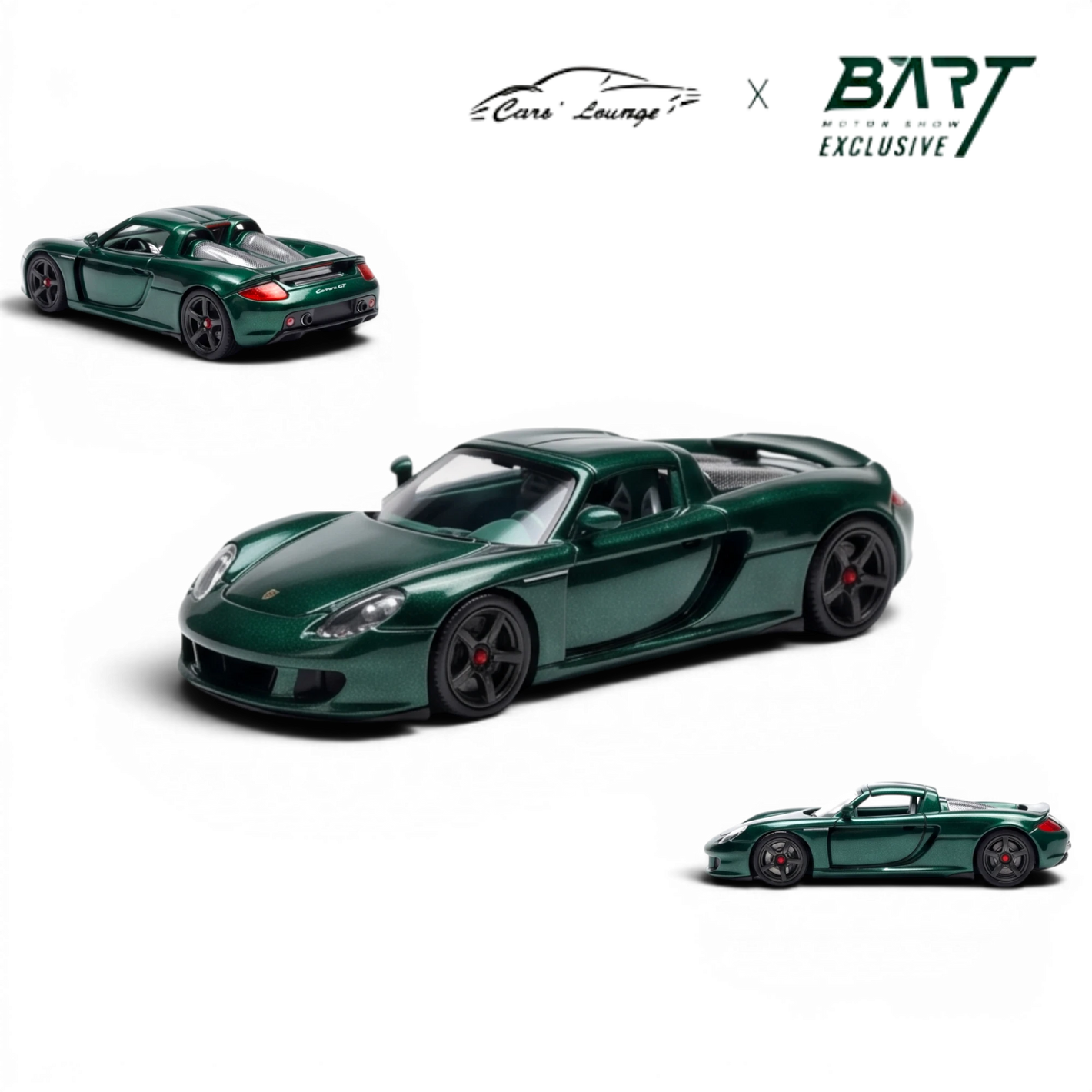 Lot57Supplies Diecast Shop Porsche Carrera GT 1:64 scale model in metallic jet green with green interior.