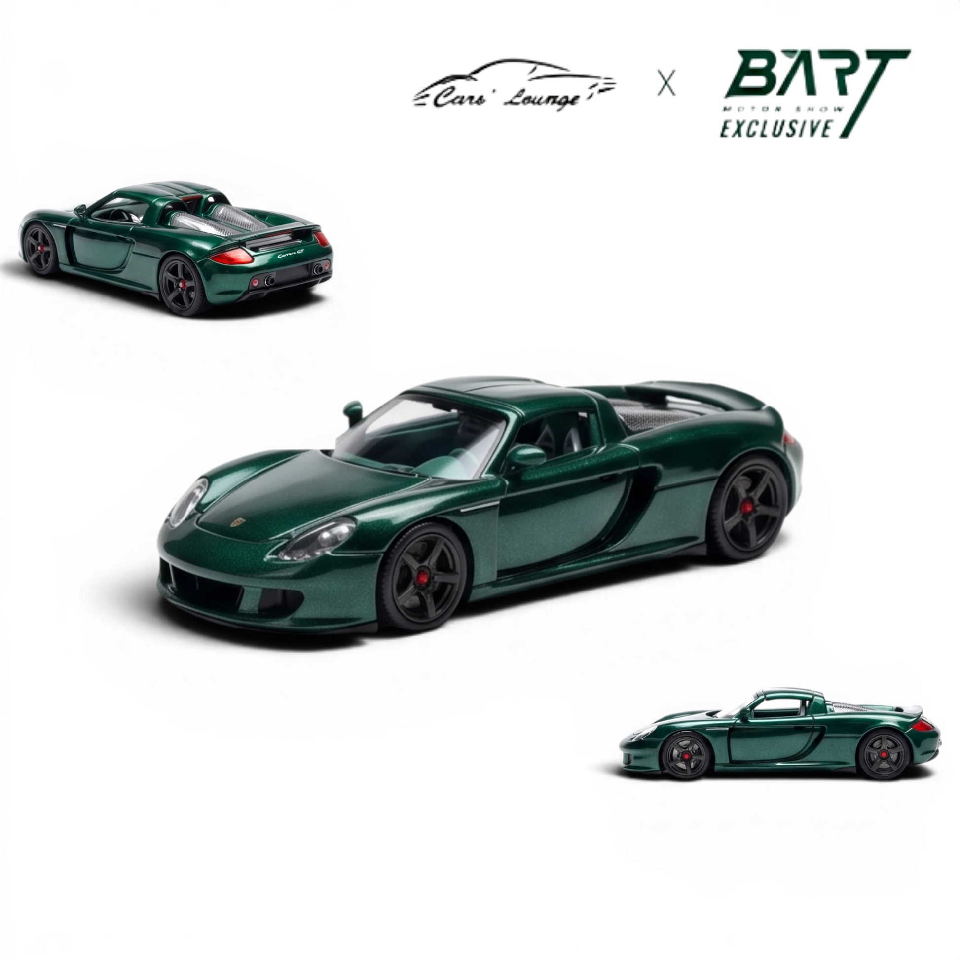 Lot57Supplies Diecast Shop Porsche Carrera GT 1:64 scale model in metallic jet green with green interior.