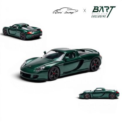 Lot57Supplies Diecast Shop Porsche Carrera GT 1:64 scale model in metallic jet green with green interior.