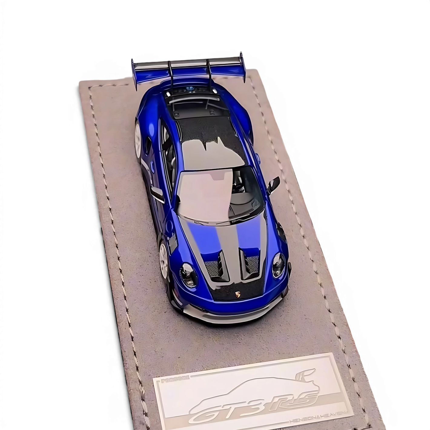 Lot57Supplies Diecast Shop HH Model 1:64 scale resin Porsche 992.1 GT3 RS in San Marino Blue on a display base