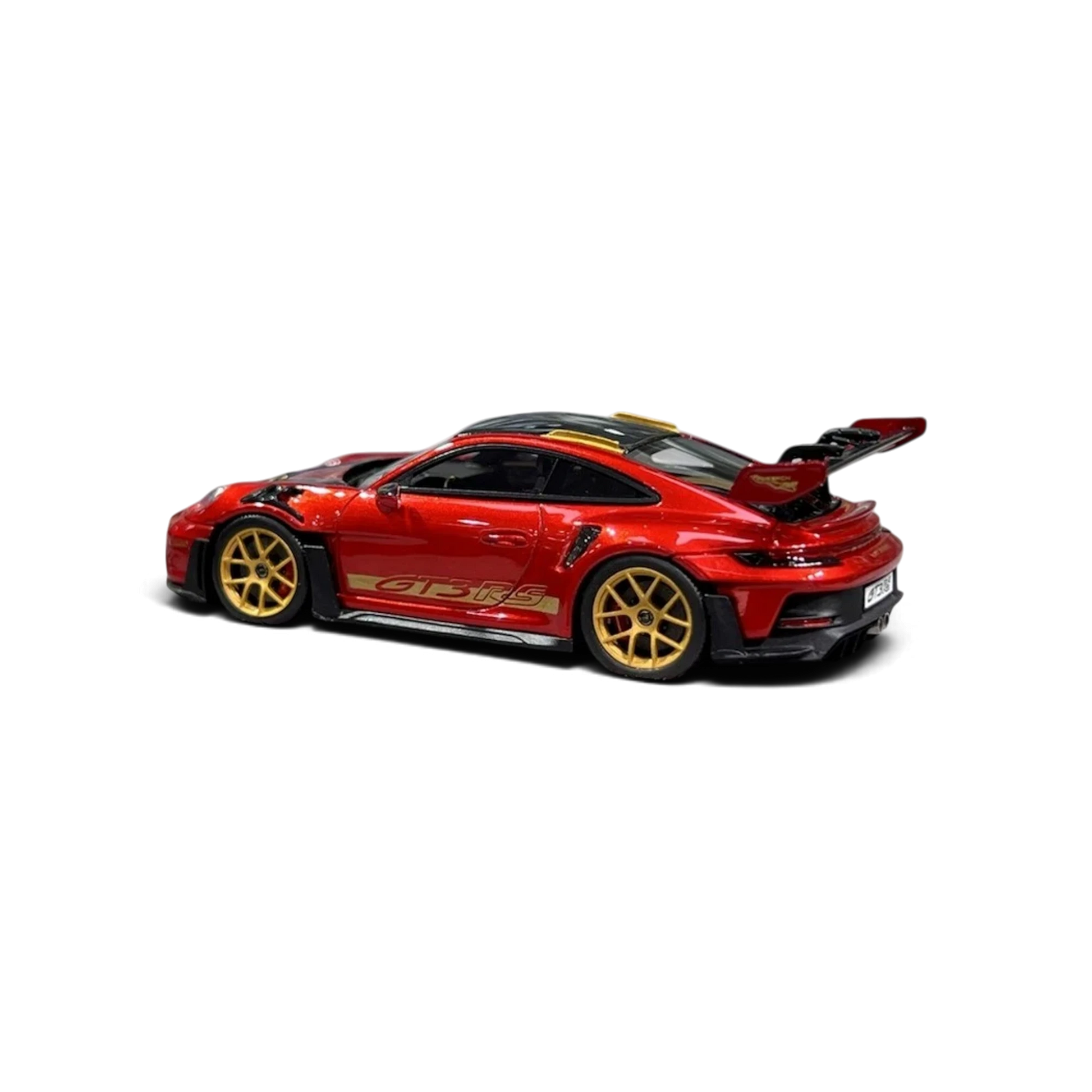 Lot57Supplies Diecast Shop HH Model 1:64 scale metallic red Porsche 992.1 GT3 RS resin diecast car with gold wheels