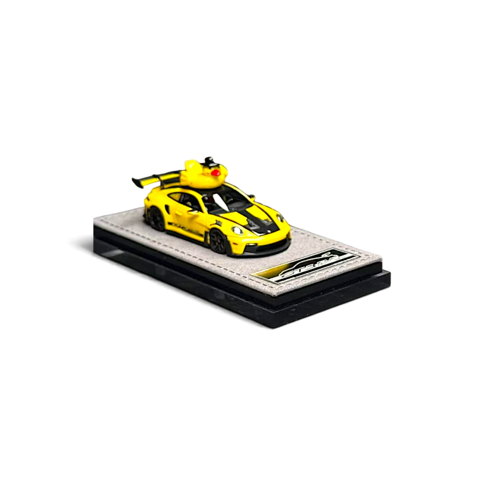 Lot57Supplies Diecast Shop HH Model 1:64 scale Porsche 992.1 GT3 RS in Speed Yellow with a rubber duck on the roof