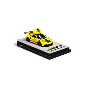 Lot57Supplies Diecast Shop HH Model 1:64 scale Porsche 992.1 GT3 RS in Speed Yellow with a rubber duck on the roof