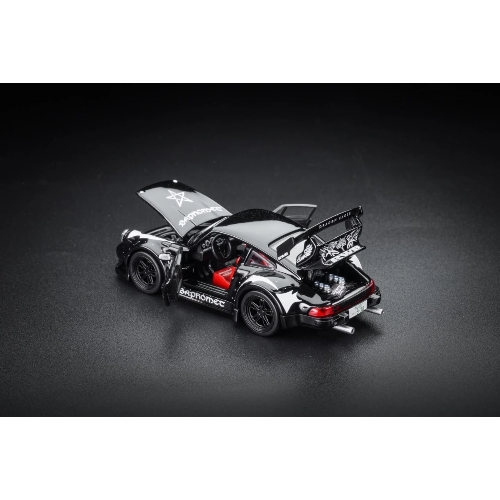 Lot57Supplies Diecast Shop FG Porsche RWB 930 Black Devil Baphomet 1:64 scale diecast model car with open doors