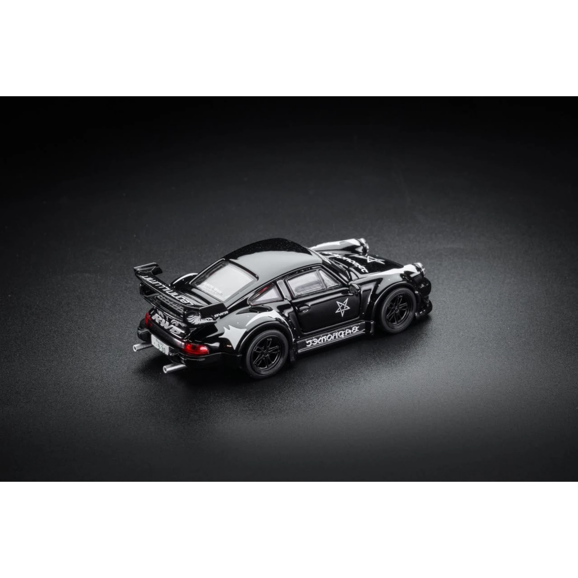 Lot57Supplies Diecast Shop FG Porsche RWB 930 Black Devil Baphomet 1:64 scale diecast model car rear view