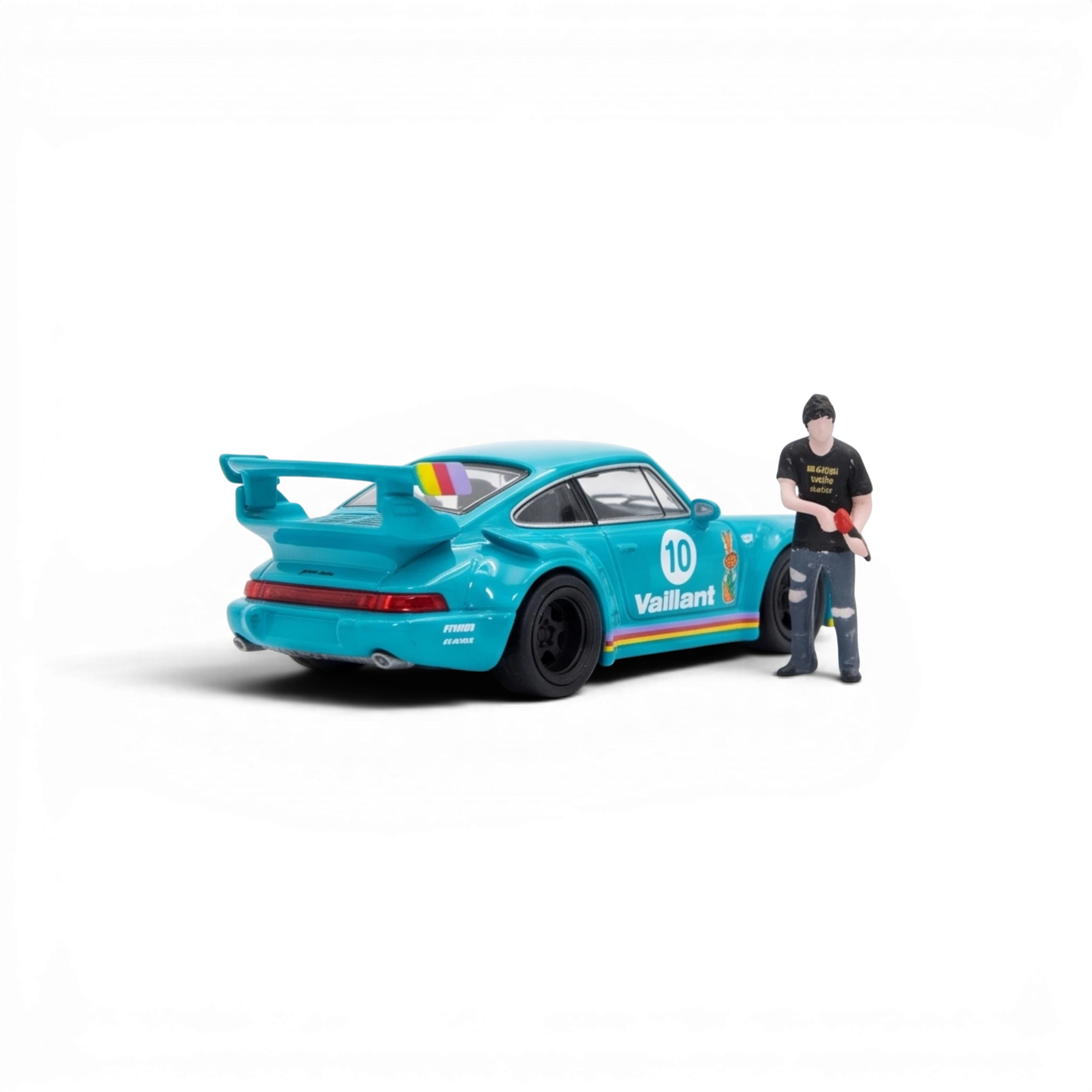 Lot57Supplies Diecast Shop Star Model Porsche RWB 964 Vaillant diecast car in green with a scale figure