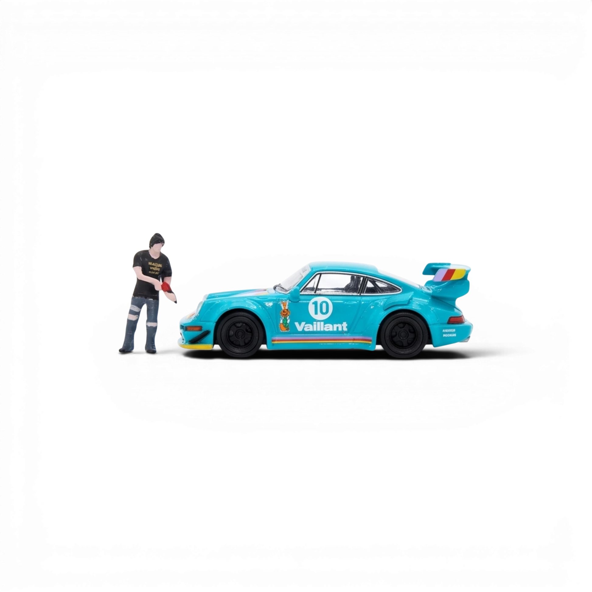 Lot57Supplies Diecast Shop Star Model Porsche RWB 964 green Vaillant diecast car with included figure