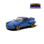 Lot57Supplies Diecast Shop Tarmac Works Porsche RWB Backdate 1:64 scale diecast model car in blue with gold wheels