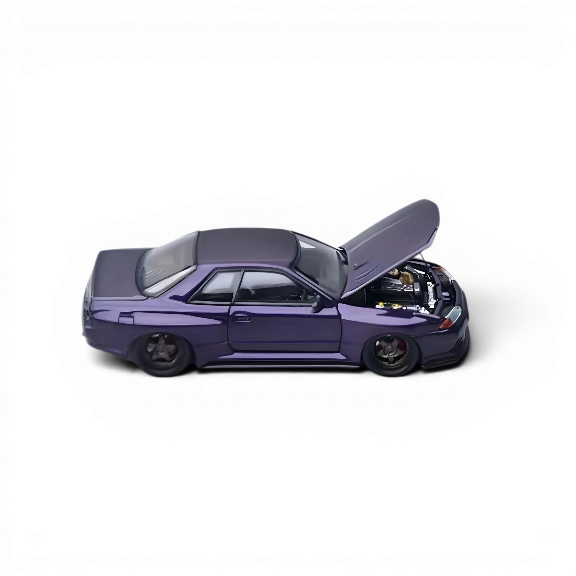 Lot57Supplies Diecast Shop Focal Horizon metal purple Nissan Skyline R32 GT-R diecast model with open hood