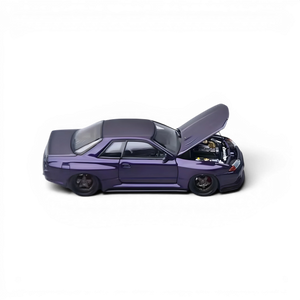 Lot57Supplies Diecast Shop Focal Horizon metal purple Nissan Skyline R32 GT-R diecast model with open hood