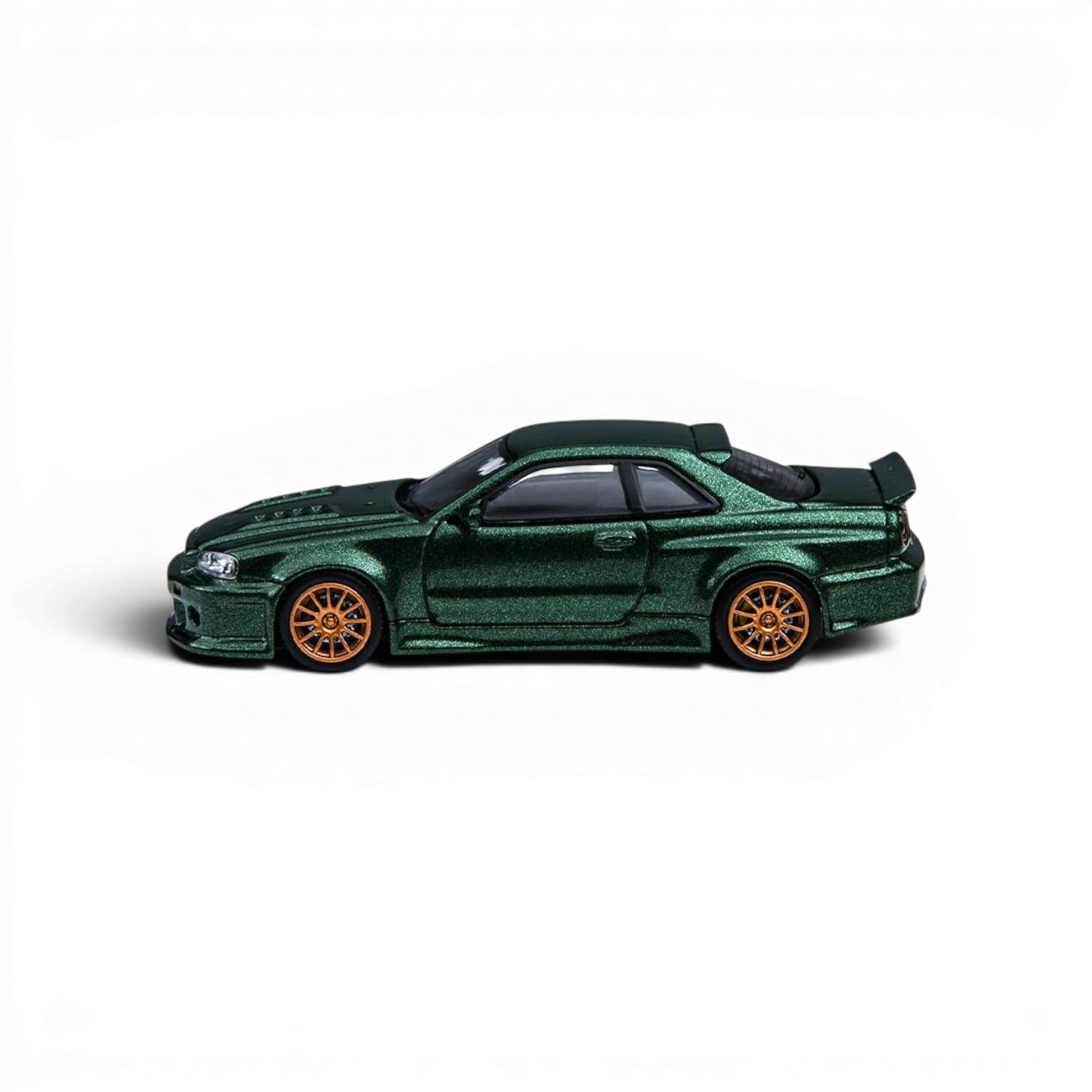 Lot57Supplies Diecast Shop: Dark green 1:64 scale TimeMicro x PSC Design R34 Smilodon diecast model car with aggressive aero.