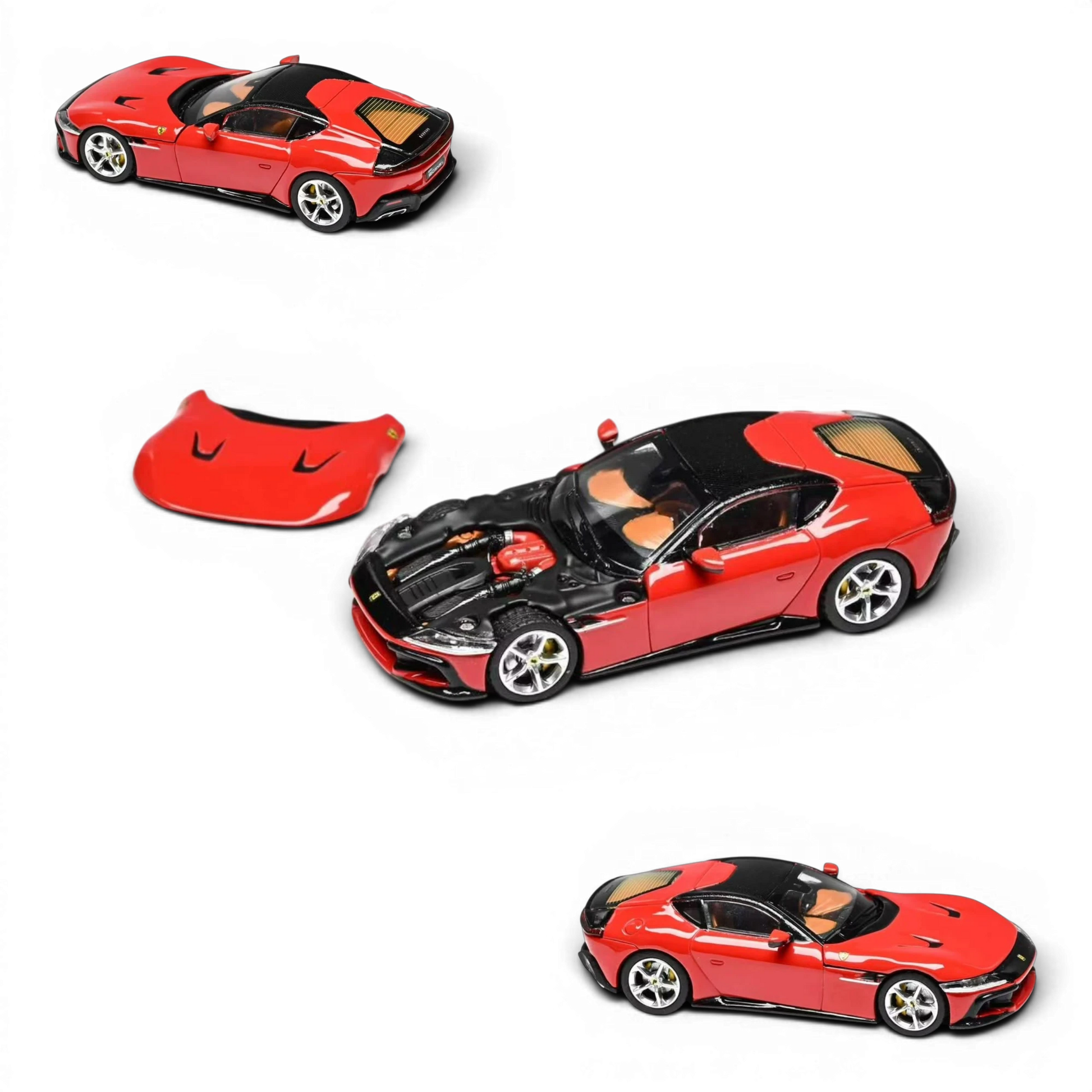 Lot57Supplies Diecast Shop 1:64 scale red Prancing Horse 12 Cilindri diecast model car with removable hood