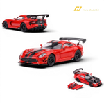 Lot57Supplies Diecast Shop: Transparent red 1:64 scale diecast Dodge Viper ACR with black racing stripes and magnetic hood.