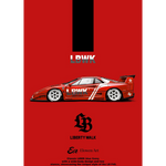 Lot57Supplies Diecast Shop Elowen Art 1:64 scale red Ferrari F40 LBWK diecast model with wide-body slammed stance
