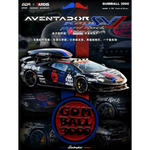 Lot57Supplies Diecast Shop TARDIS X EDM 1:64 Lamborghini Aventador LP750-4 SV Gumball 3000 edition, black with red and blue accents, roof box, and rally lights.