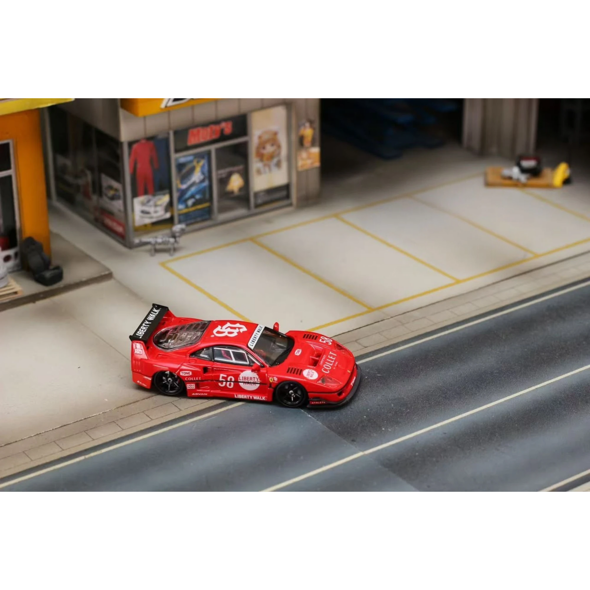 Lot57Supplies Diecast Shop GHOST PLAYER 1:64 scale red LBWK F40 diecast model car with number 58 racing livery