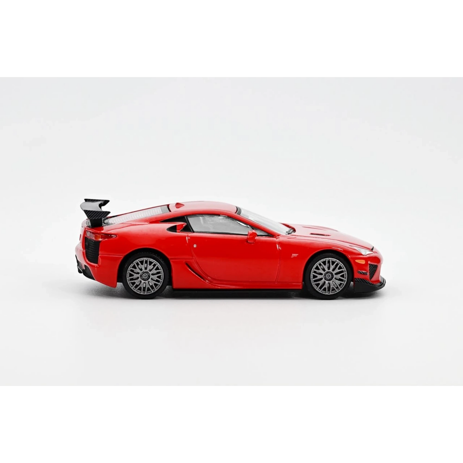 Lot57Supplies Diecast Shop red DCT Lexus LFA Nürburgring Version 1:64 scale diecast model car, side profile view.