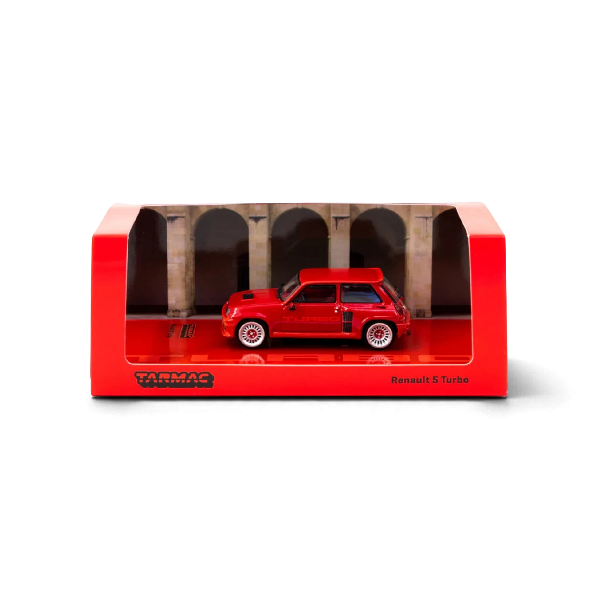 Lot57Supplies Diecast Shop Tarmac Works 1:64 scale red Renault 5 Turbo diecast model car in display packaging