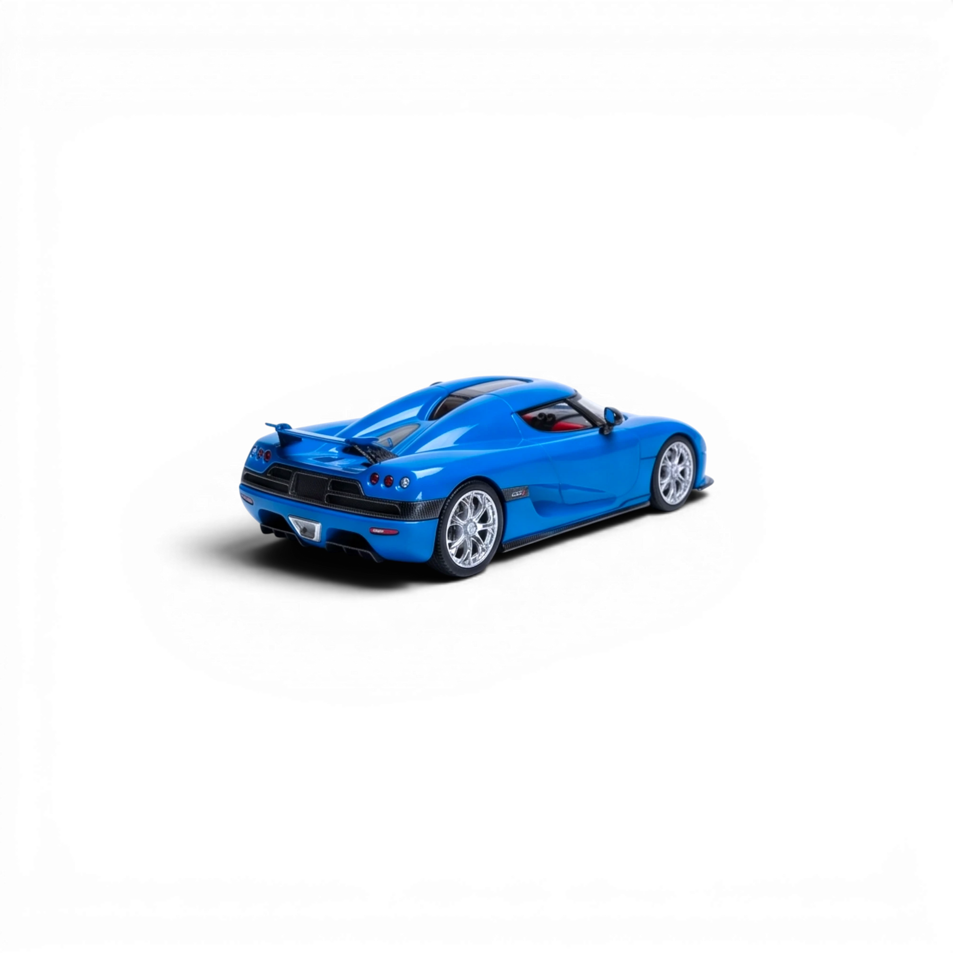 Lot57Supplies Diecast Shop blue 1:64 scale Rhino Model Koenigsegg CC850 diecast model car with magnetic hood locking.