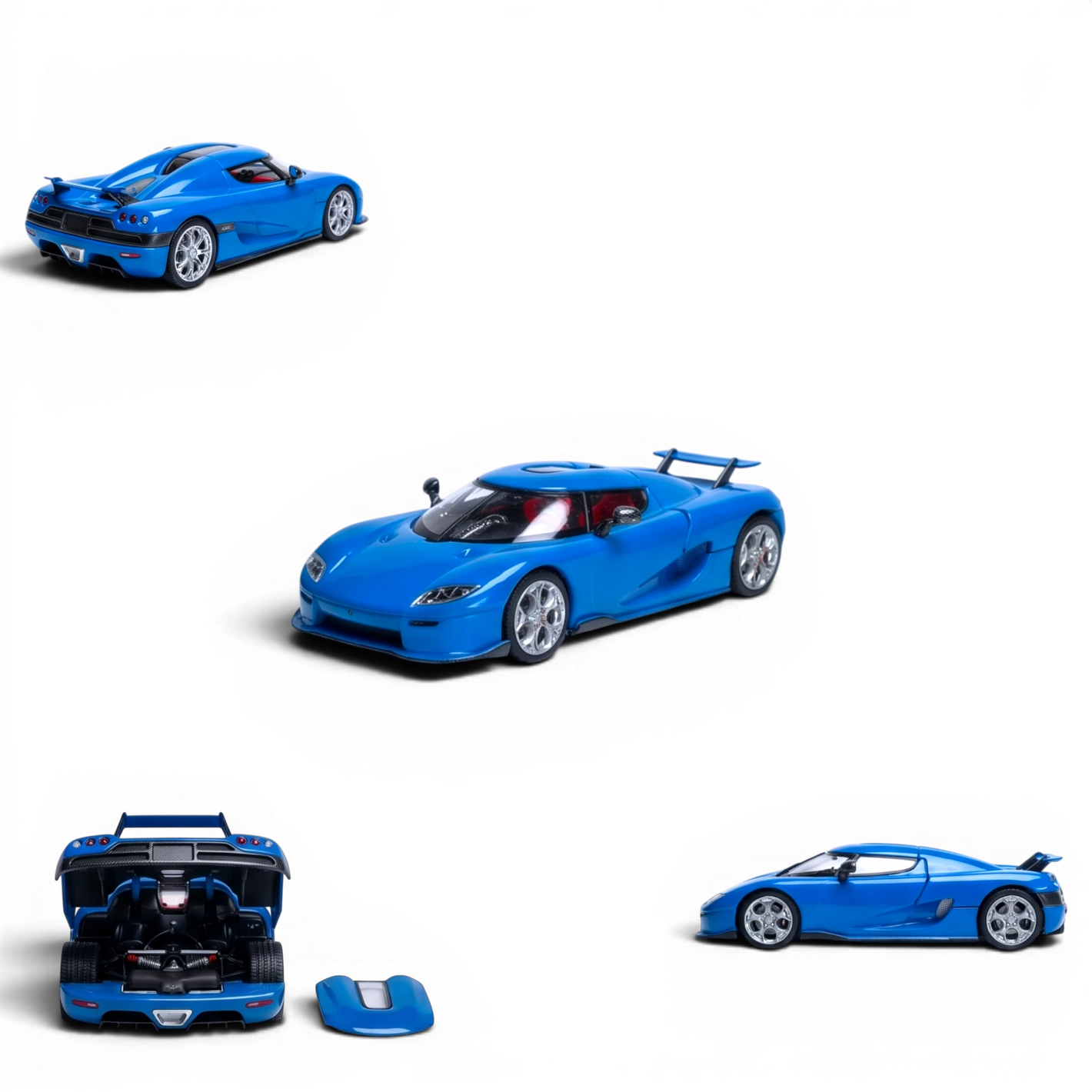 Lot57Supplies Diecast Shop blue 1:64 scale Rhino Model Koenigsegg CC850 diecast car with magnetic hood.