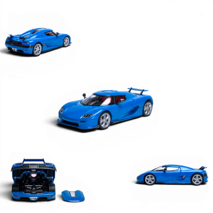 Lot57Supplies Diecast Shop blue 1:64 scale Rhino Model Koenigsegg CC850 diecast car with magnetic hood.