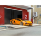 Lot57Supplies Diecast Shop Rotating Wheel Rowen Aventador S diecast model car in iridescent yellow parked in a garage