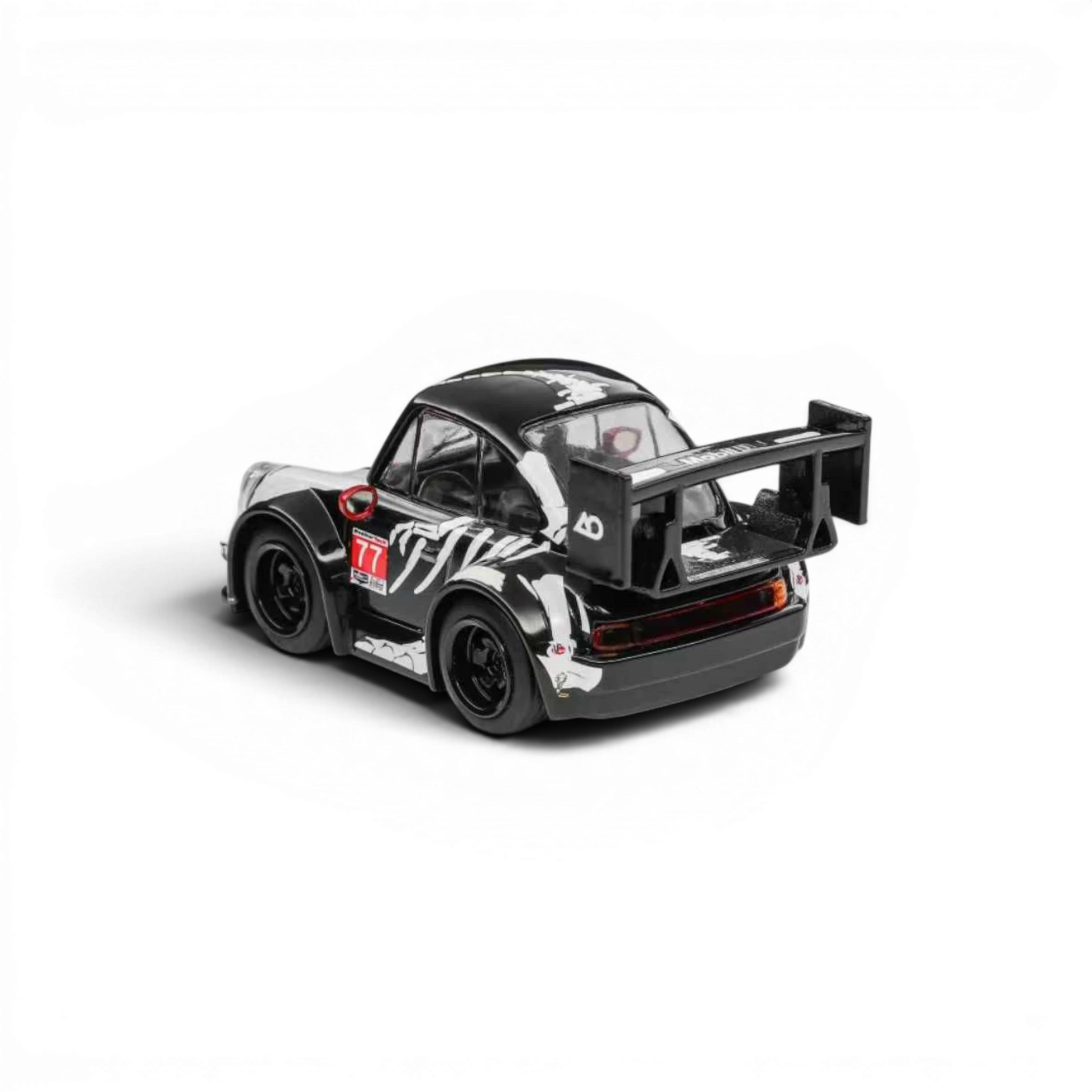 Lot57Supplies Diecast Shop Demon King Auto Q-Version RWB 930 diecast car with black and white Bone Dragon livery