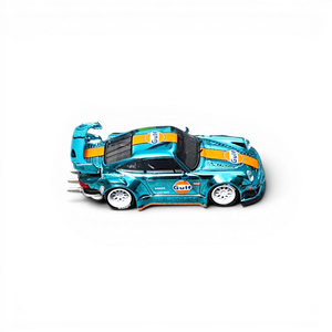 Lot57Supplies Diecast Shop Star Models RWB 930 GT Wing diecast car in chrome Gulf livery with detailed exhaust