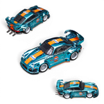 Lot57Supplies Diecast Shop Star Models RWB 930 GT Wing diecast car in chrome Gulf livery with detailed exhaust, 1:64 scale