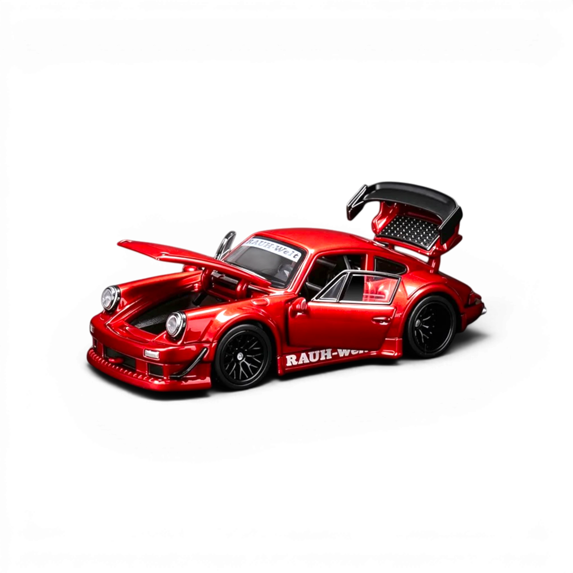 Lot57Supplies Diecast Shop FG RWB 930 1:64 scale diecast car in transparent red with fully opening parts.
