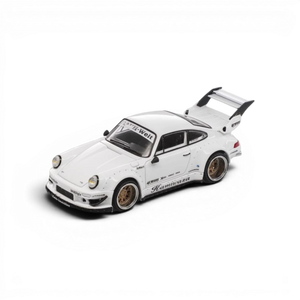 Lot57Supplies Diecast Shop Modelmodel RWB 930 Kamiwaza white diecast model car in 1:64 scale with gold wheels