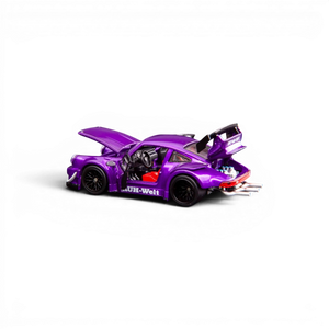 Lot57Supplies Diecast Shop FG*TPC Customized RWB930 1:64 scale diecast model car in violet purple with open doors