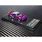 Lot57Supplies Diecast Shop MC RWB964 high wing diecast model car in transparent pink and purple on a display base