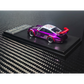 Lot57Supplies Diecast Shop 1:64 scale MC RWB964 high wing diecast car in transparent pink and purple on display base