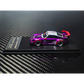 Lot57Supplies Diecast Shop MC RWB964 High Wing diecast car in transparent pink and purple on a display base