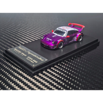 Lot57Supplies Diecast Shop MC RWB964 high wing diecast car in transparent pink and purple on a display base