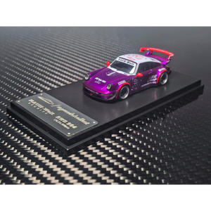 Lot57Supplies Diecast Shop MC RWB964 high wing diecast car in transparent pink and purple on a display base