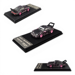 Lot57Supplies Diecast Shop MC RWB964 high wing diecast car in black with pink sakura livery on a display base