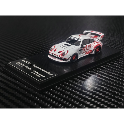 Lot57Supplies Diecast Shop MC RWB993 1:64 scale diecast car in white with red Bone Dragon livery and high wing