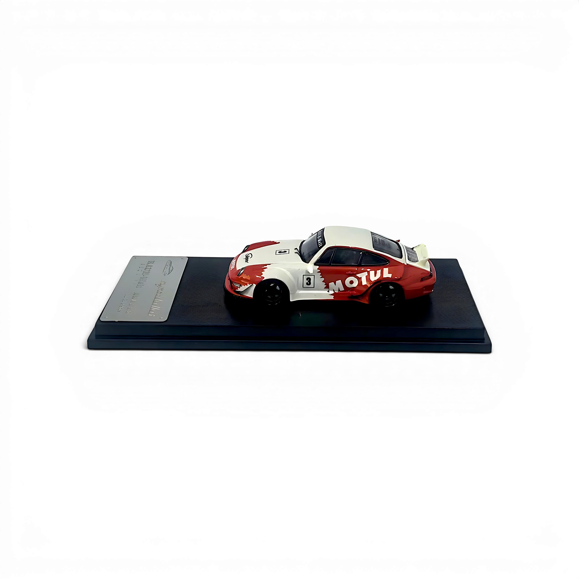 Lot57Supplies Diecast Shop 1:64 scale MC RWB993 diecast model car in red and white Motul livery with ducktail wing.