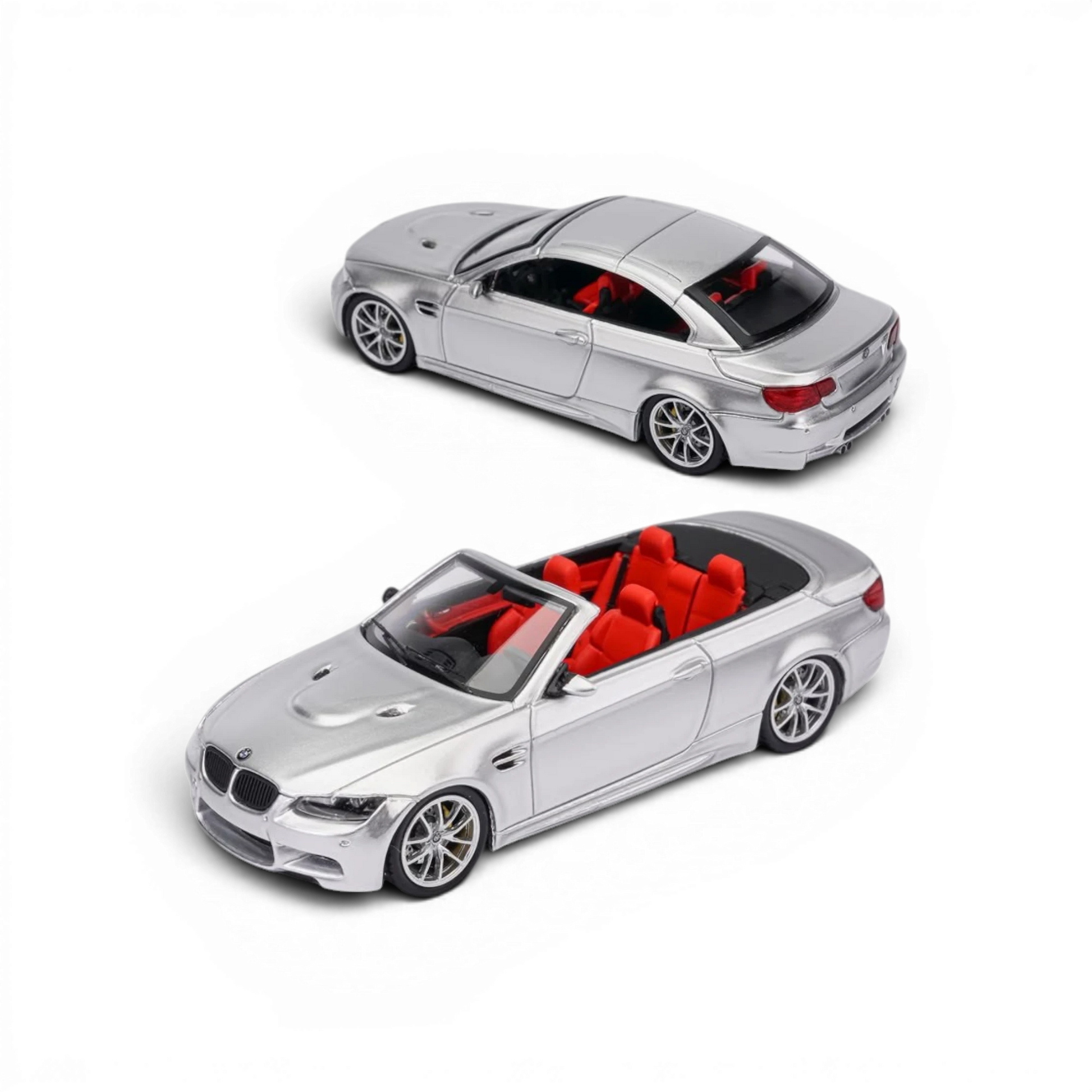 Lot57Supplies Diecast Shop FINE MODEL 1:64 scale silver BMW M3 E93 convertible diecast car with red interior