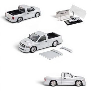 Lot57Supplies Diecast Shop SHOOM64 silver Dodge RAM SRT-10 1:64 scale diecast model truck with removable bed cover