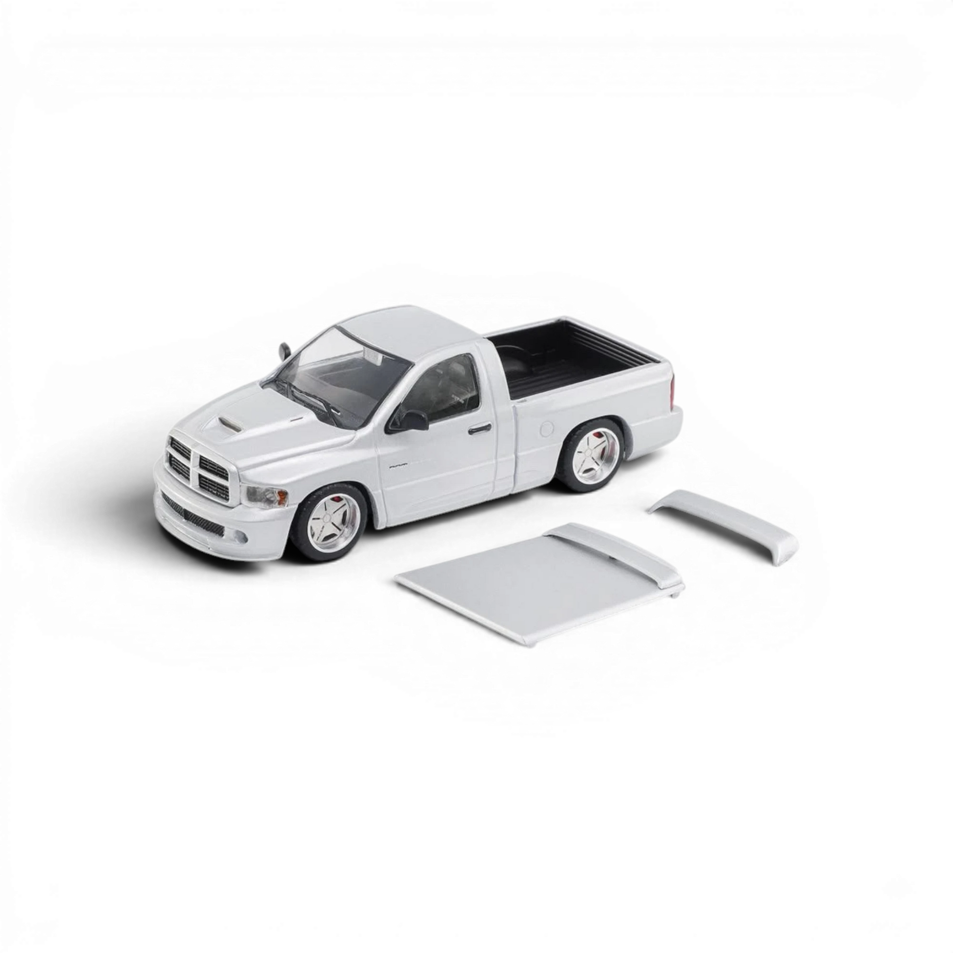 Lot57Supplies Diecast Shop SHOOM64 silver Dodge RAM SRT-10 1:64 scale diecast truck model with removable bed cover
