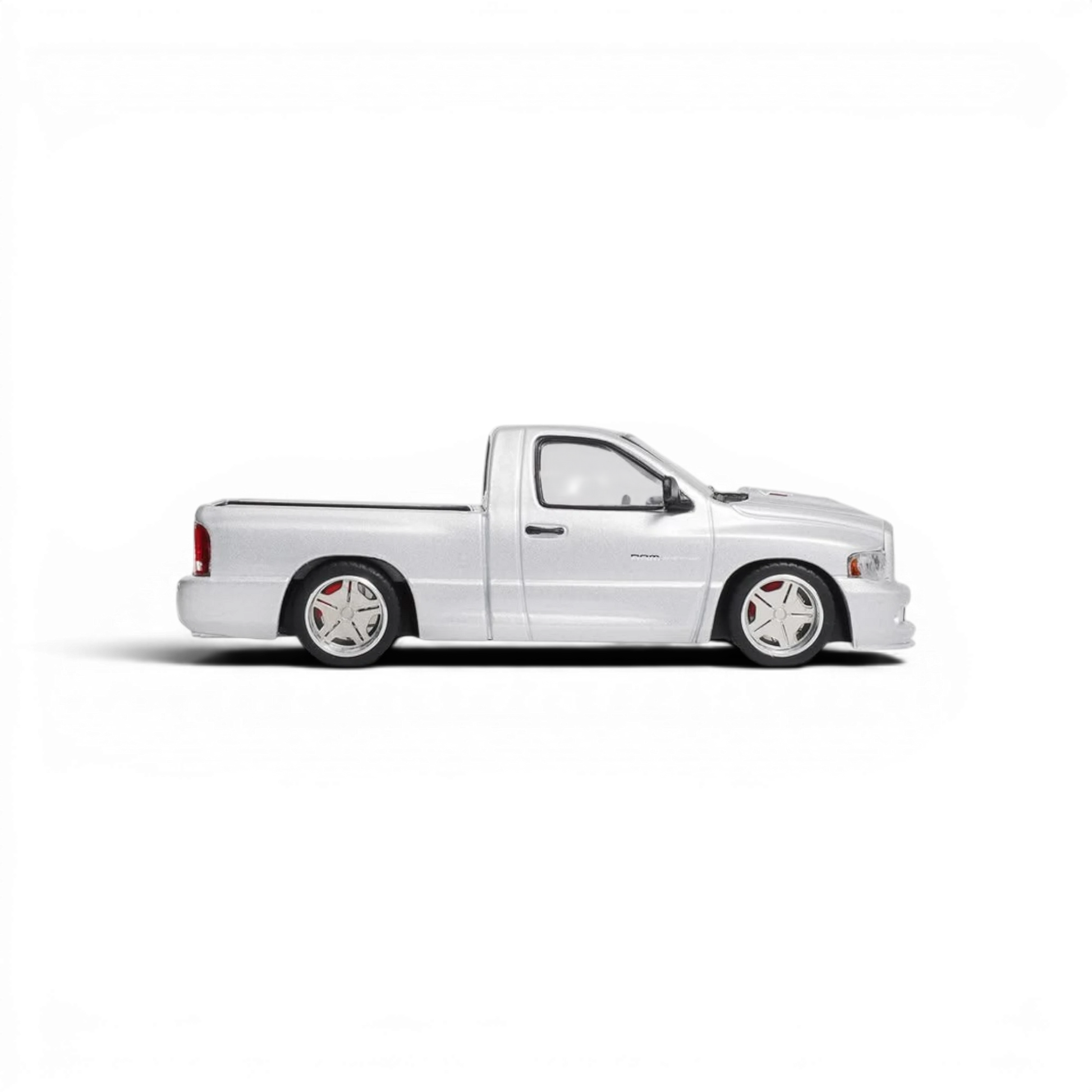Lot57Supplies Diecast Shop SHOOM64 silver Dodge RAM SRT-10 1:64 scale diecast model truck side view