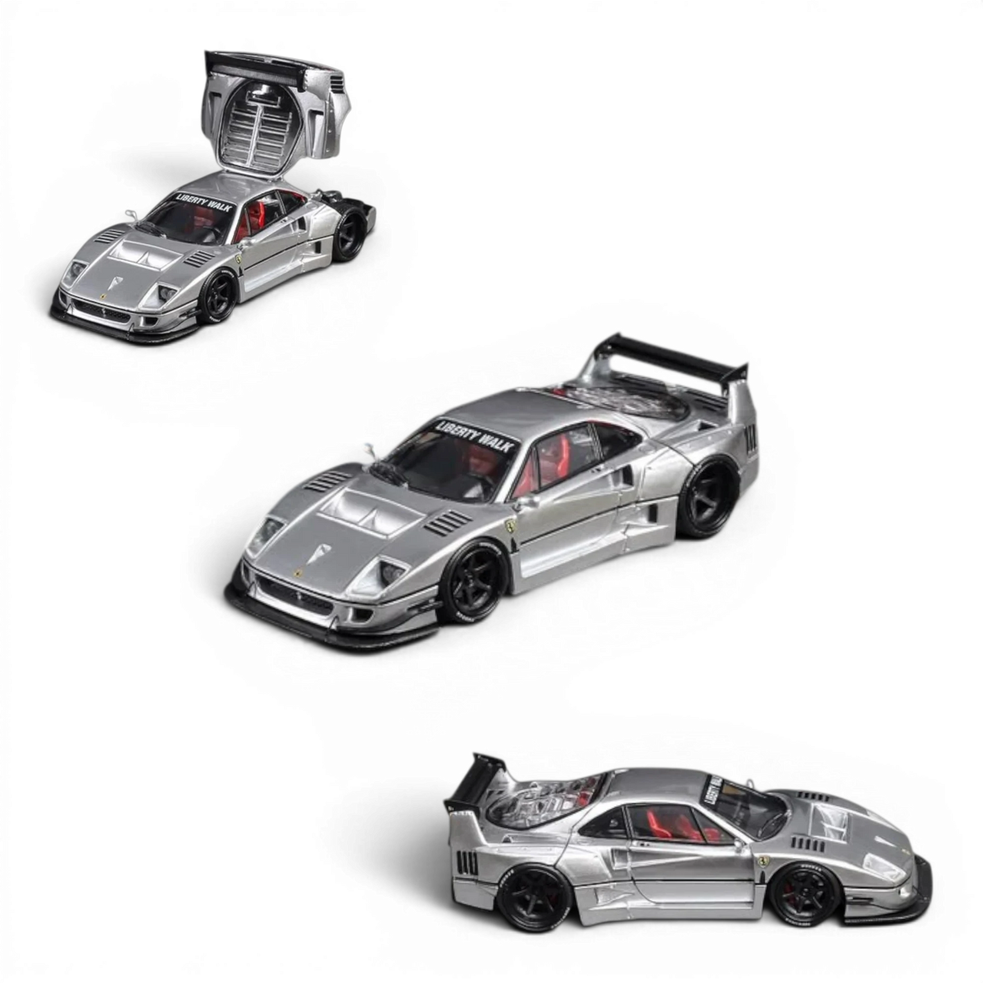 Lot57Supplies Diecast Shop silver Star Models F40 LB-Works wide-body diecast supercar model in 1:64 scale