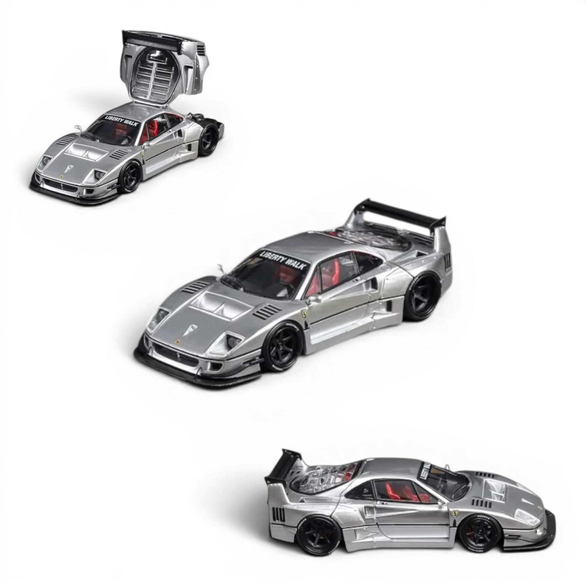 Lot57Supplies Diecast Shop silver Star Models F40 LB-Works wide-body diecast supercar model in 1:64 scale