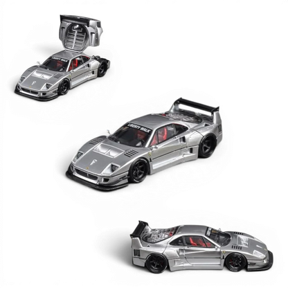 Lot57Supplies Diecast Shop silver Star Models F40 LB-Works wide-body diecast supercar model in 1:64 scale